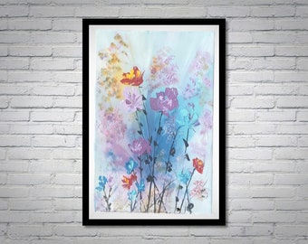 Wildflower wall art, Modern floral canvas painting, Abstract floral original art, Textured floral painting, Kitchen decor, Bedroom wall art