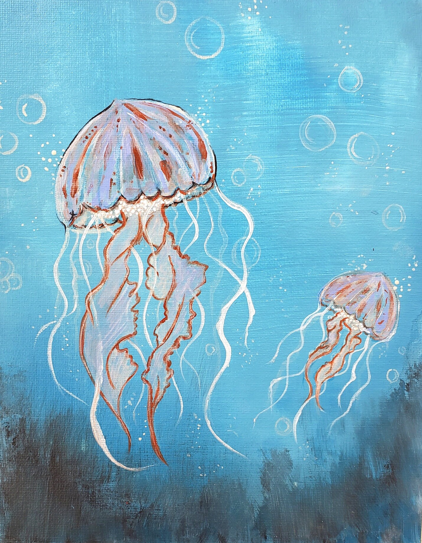 Jellyfish Painting Wall Art Coastal Decorations Jellyfish Etsy