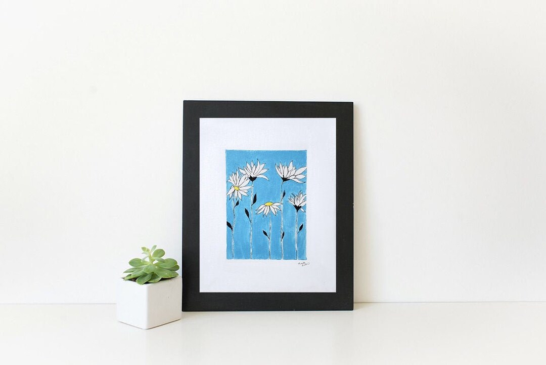 Springtime Wall Art Daisy Flower Painting Minimalist Wall Etsy Italia