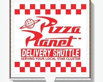Pizza Planet Pizza Box Label sticker: Toy Story Party Decoration