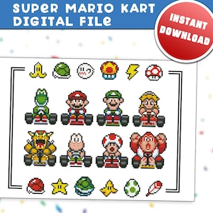 Super Mario Kart Pixel Art PNG Clipart (Digital Download)