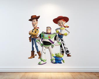 Toy Story Woody Buzz Lightyear Jessie and Green Alien Vinyl Wall Sticker