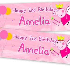 Peppa Pig D3 Banner Pink Birthday Girls Boys Party Celebration Happy Kids Unisex