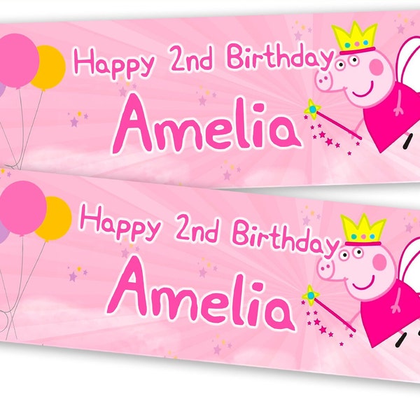 Peppa Pig D3 Banner Pink Birthday Girls Boys Party Celebration Happy Kids Unisex