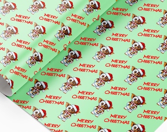Gremlins Gizmo Christmas Wrapping Paper Merry Christmas happy holiday Seasons greetings Presents
