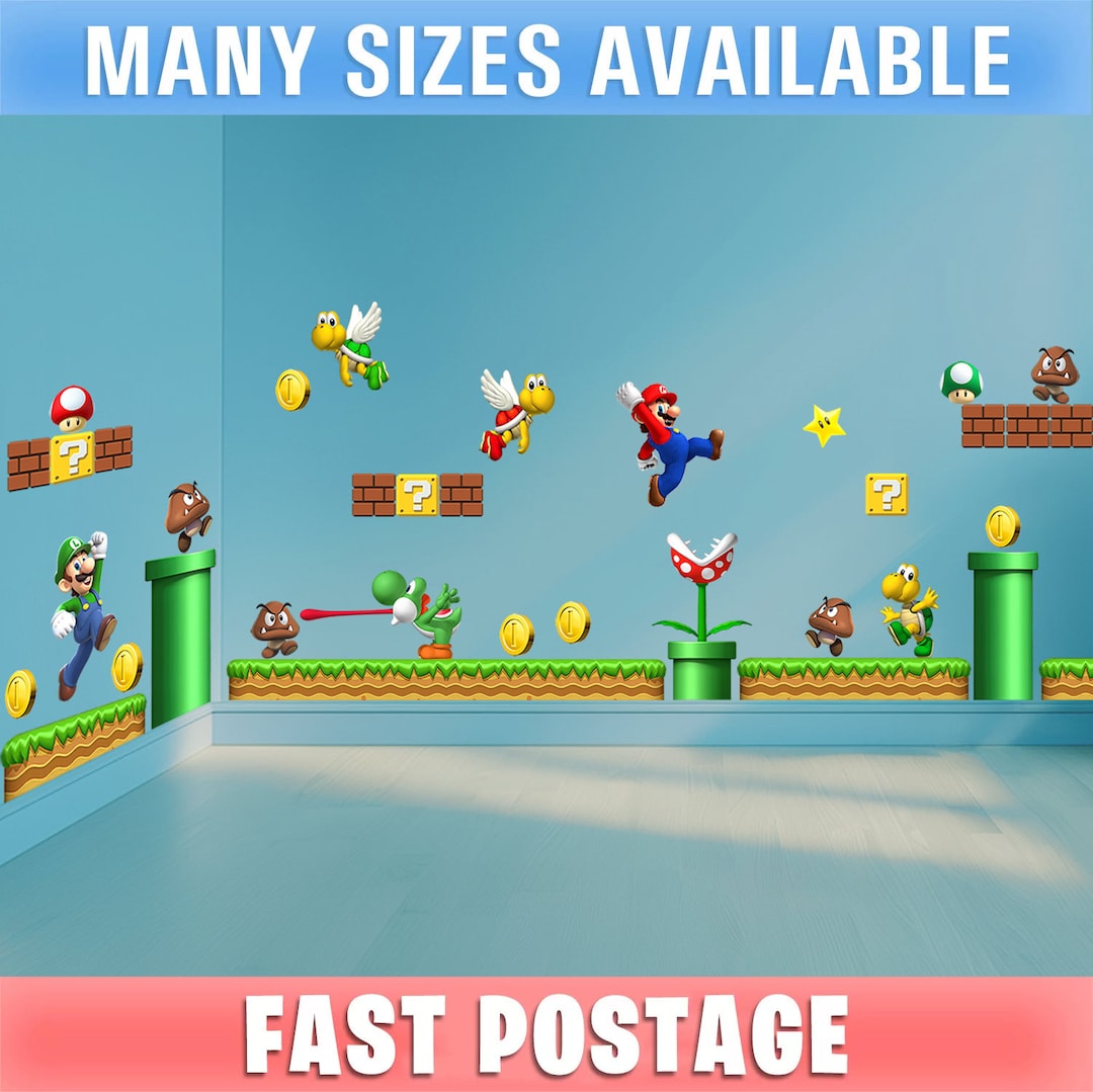 DIY Super Mario Wall Stickers STRONG Vinyl Many Sizes Baby Kids Bedroom