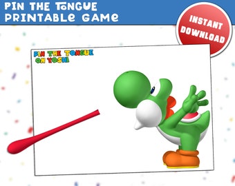 Pin the Tongue on Yoshi Party Game: Kids Birthday (Digital Download)