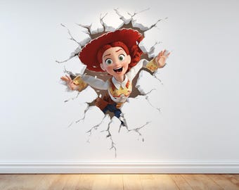 Jessie Wall Decal: Toy Story Nursery Decor Smashing through the wall vinyl sticker