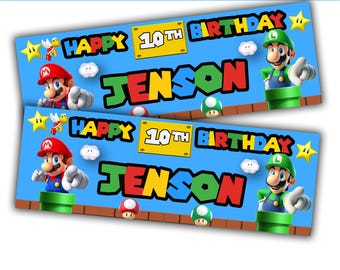 Personalized Super Mario Birthday Banner: Gaming Party Decor