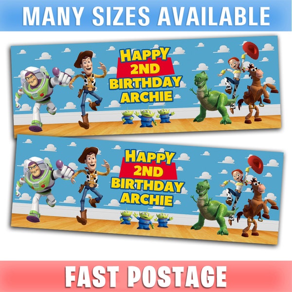 Toy Story Personalised Banner Birthday Girls Boys Party Paper Birthday Celebration Happy Kids Unisex Game Movie Buzz Woody