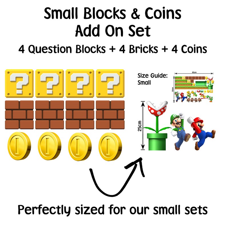 DIY Super Mario Wall Stickers STRONG Vinyl Many Sizes Baby Kids Bedroom