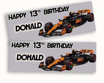 F1 MC40 Racing Car Birthday Banner: Personalized Sports Theme Party Decoration