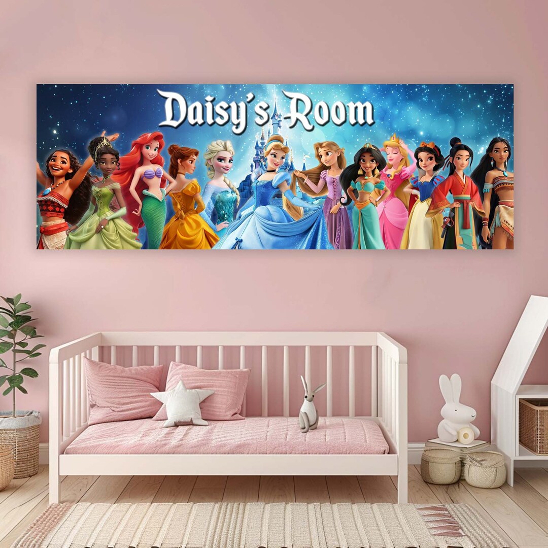 Modern Disney Princesses D1 Blue Personalised Room Wall Poster Girls ...