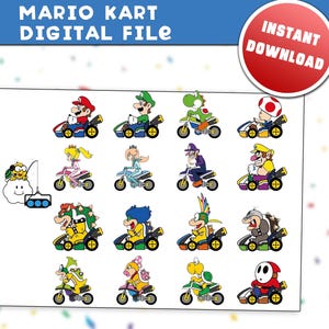 Super Mario Kart Characters PNG Clipart: DIY Crafts (Digital Download)