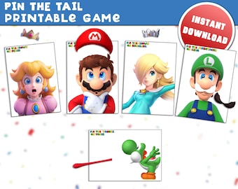 Juego "Ponle el sombrero a Mario": Imprimible para fiesta de cumpleaños (Descarga digital)