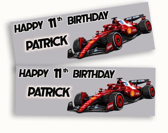 F1 Racing Car Style 26 Birthday Personalised Banne Party Decoration