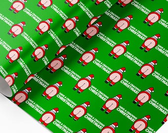 Funny Rude Personalised Name Christmas Wrapping Paper: "Santa Says Have A Cracking Christmas"