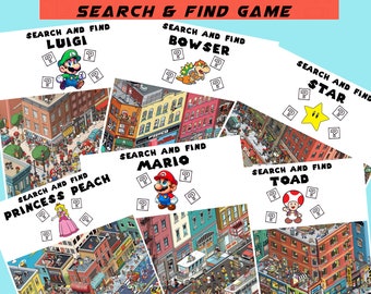 Super Mario Search and Find Game: Kids Party Activity (Digital PDF)