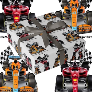 Personalised Formula 1 Wrapping Paper | F1 Birthday Gift Wrap | Custom Name & Age | Race Car Themed Present Wrap | Boys Motorsport Gift Wrap