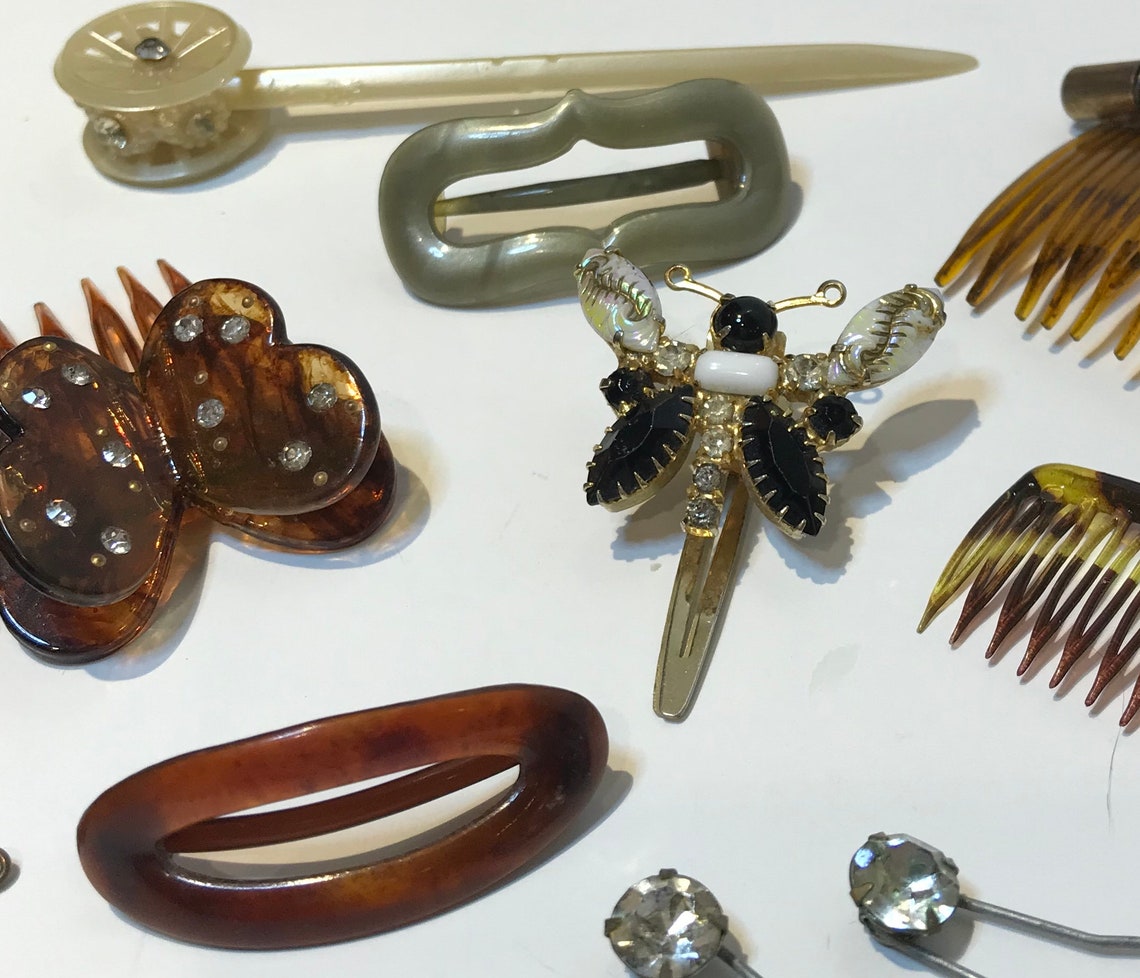 Vintage Antique Hair Clips Barrettes Combs 1940's Etsy
