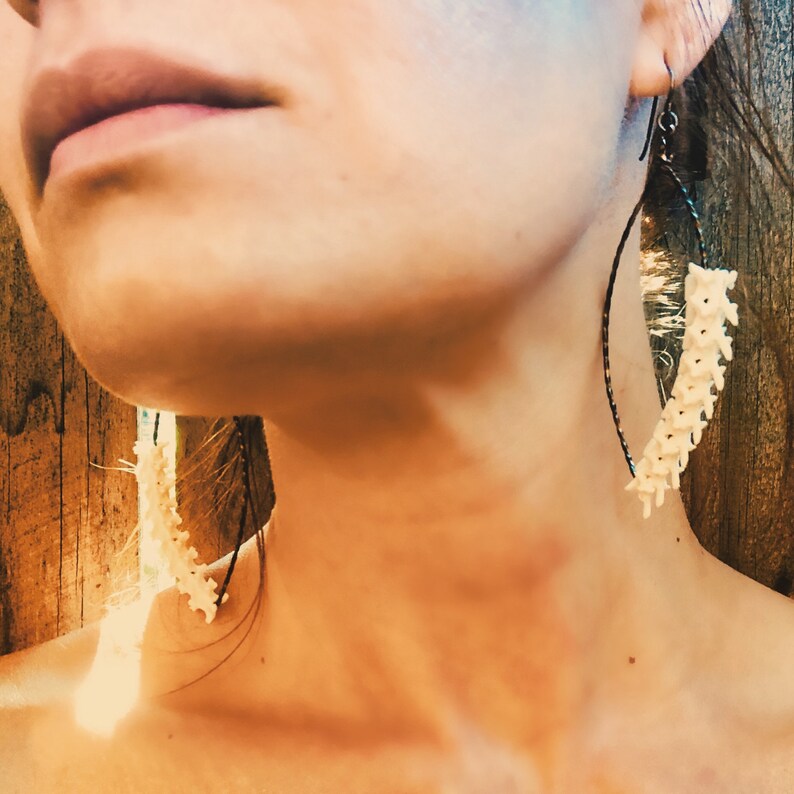 Brass /& Bone Rattlesnake Vertebrae Earrings