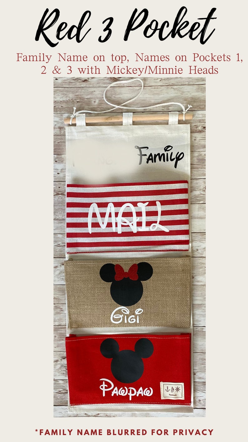 Disney Cruise Fish Extenders Family Cruise Trip Personalized Names Door Hanger Pockets Red 3 Pocket