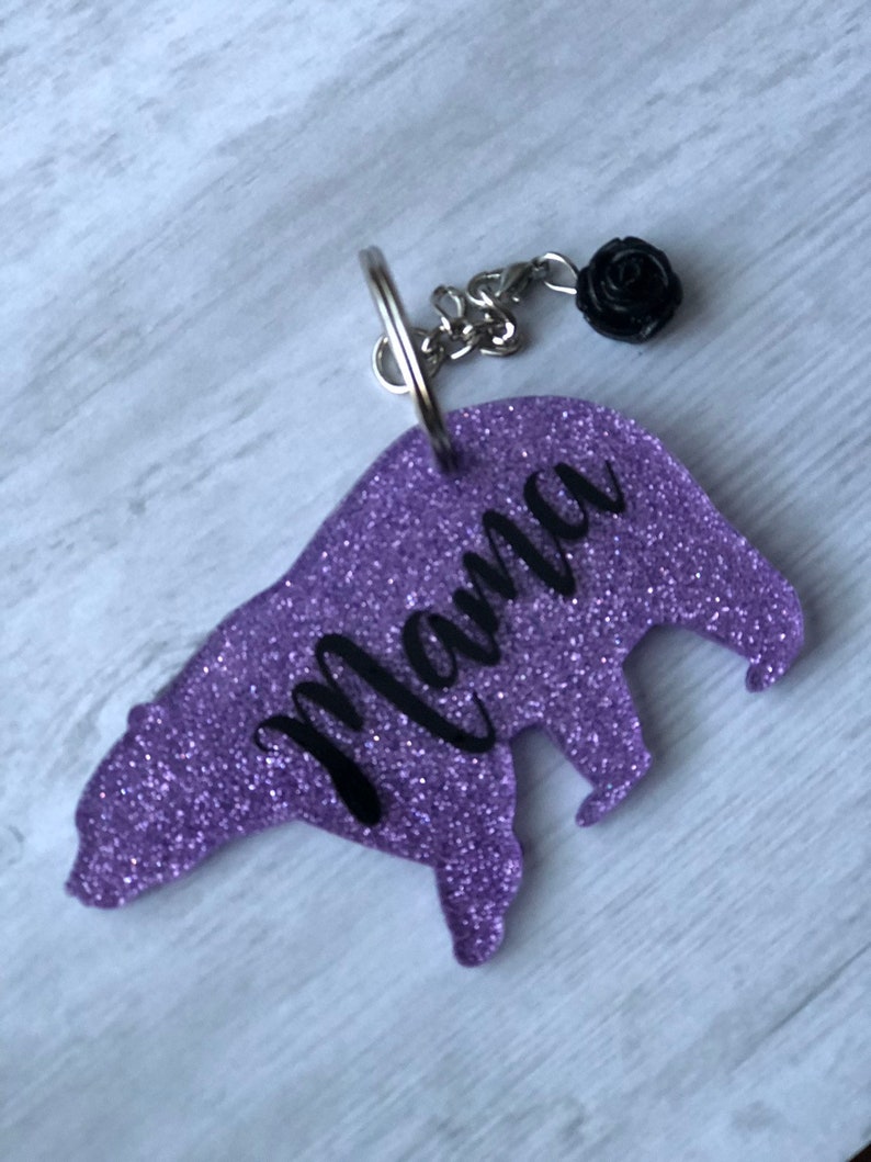 glittery keychain boy cubs mama Mother\u2019s Day gift Mama bear keychain and cubs mom keychain