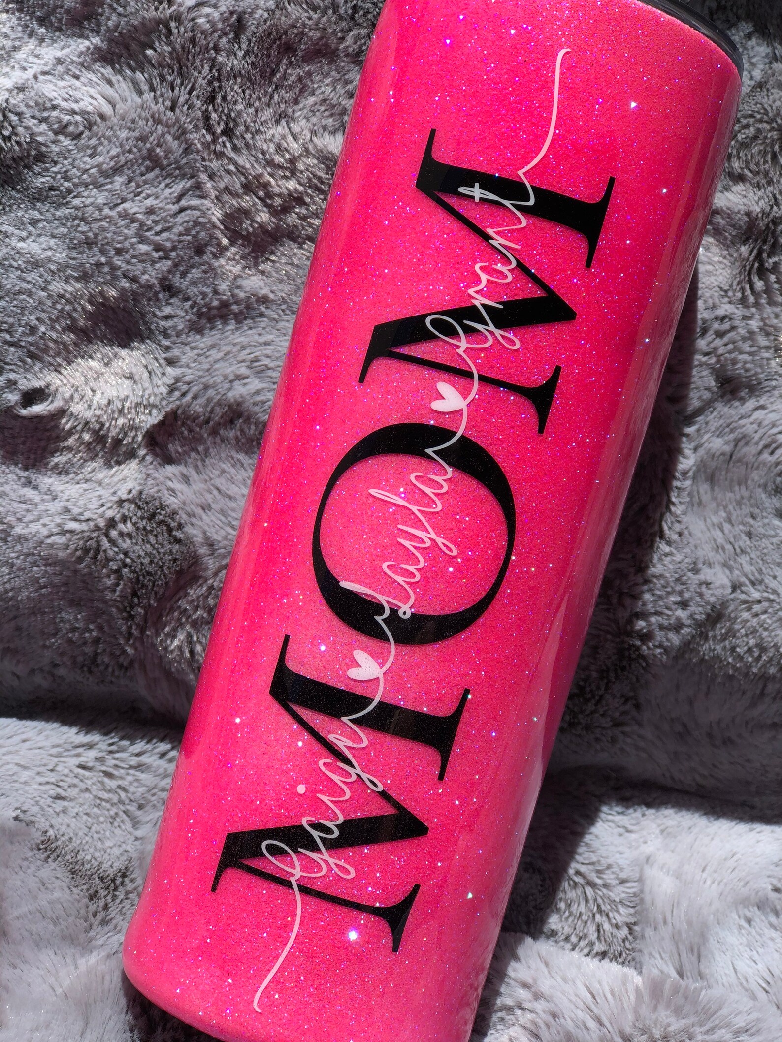 Mom Tumbler/ Personalized Kids Names Tumbler // Glittery Etsy