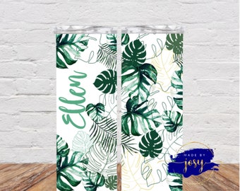 Monstera tumble / Monstera personalized cup / House plant lover / Plant lady / Monstera / Monstera tumbler plants /