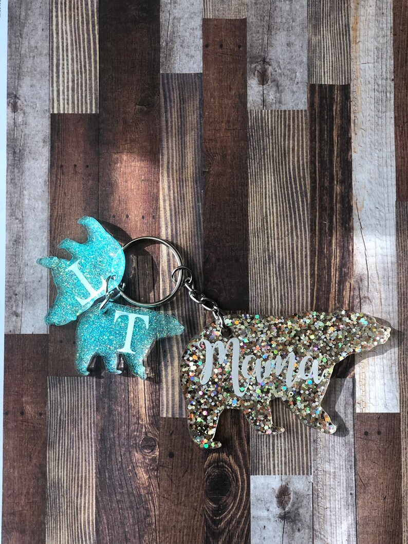 glittery keychain boy cubs mama Mother\u2019s Day gift Mama bear keychain and cubs mom keychain