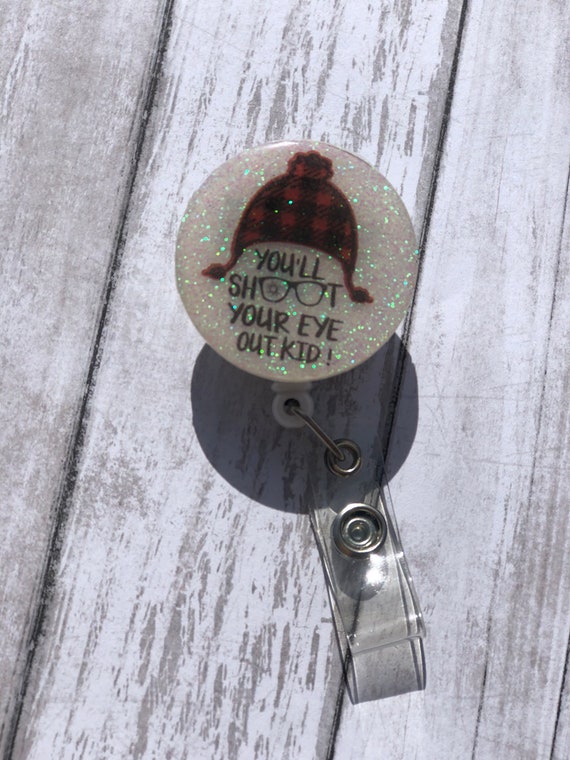 Christmas Badge Reel, You'll Shoot Your Eye Out Kid Badge, Holiday Badge, Badge Reel, Holiday Badge Reel