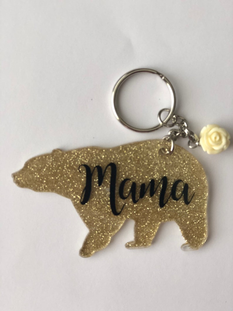 glittery keychain  boy cubs  mama Mother\u2019s Day gift Mama bear keychain and cubs mom keychain