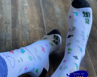 Medical themed socks/ Socks for healthcare/ Respiratory Therapist socks / Rt care week / EMT/ Respiratory Therapist gifts / healthcare gifts