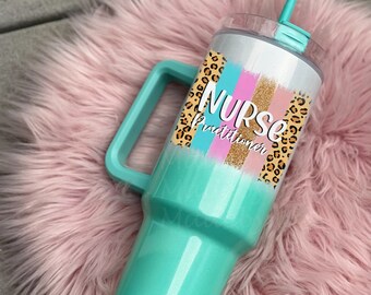 40 oz Dupe handle tumbler / Shimmery ombre tumbler 40 oz / Tumbler with handle / 40 oz dupe / Nurse Practitioner/ NP tumbler/ NP