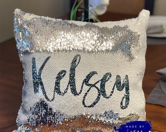 RESTOCKED Sequin pillow personalized, Sequin pillow, Personalized pillow, Cute girl pillow, Pillow with name, Personalized nursery pillow