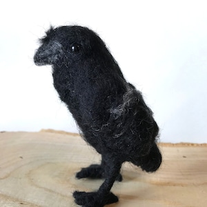 Black Raven, Raven, Needle Felt, Fiber Art, Sculpture, Handmade, Wool, Halloween, Birthday, Holiday, Gift