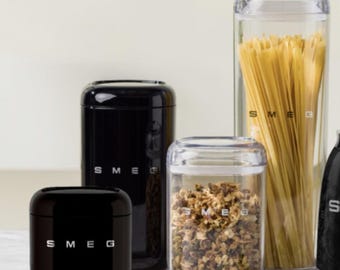 SMEG Transparent Black Food Storage Containers 4x New Collection Retro Design