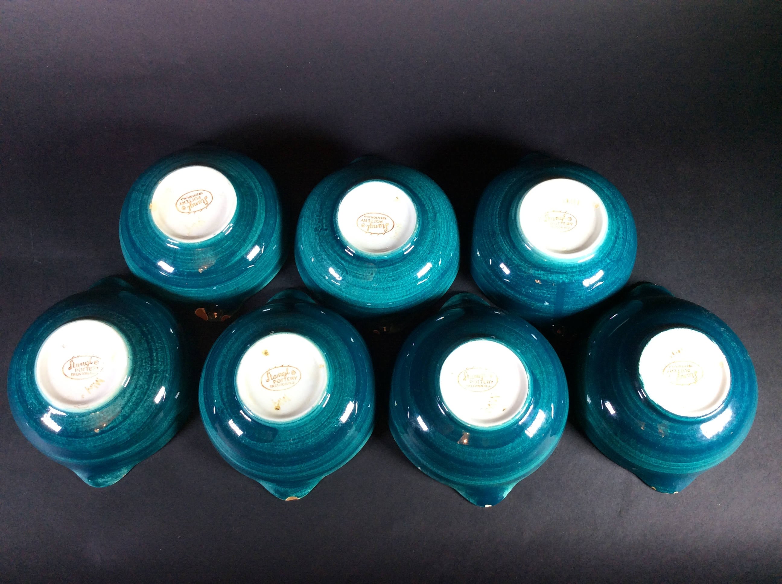 Stangl Pottery Teal dishes/bowls set of 7 Lug soup bowls Etsy 日本