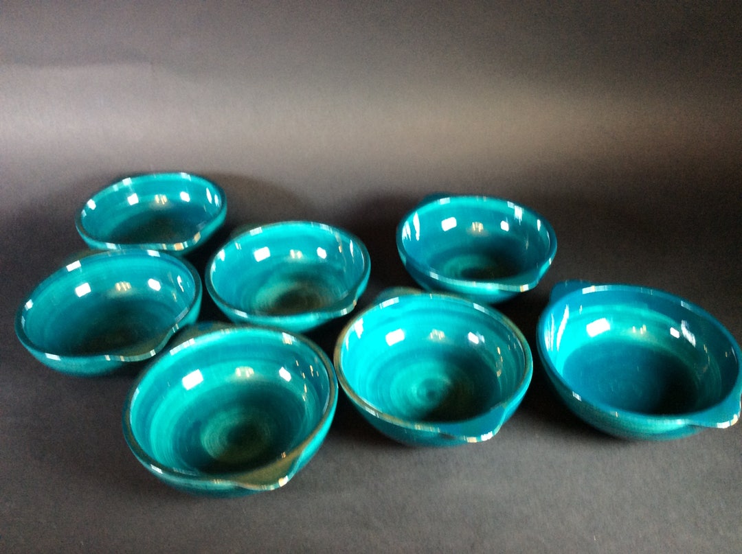 Stangl Pottery Teal Dishes/bowls Set of 7 Lug Soup Bowls Etsy