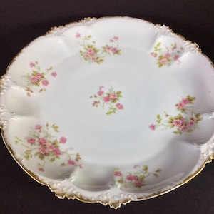 GDA Limoges Scalloped Serving Plate - Pink Roses