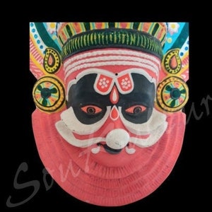 39 cm KATHAKALI WALL MASK Vintage Traditional Onam Festival Kerala India Hand crafted wall hanging Mask Hand painted Authentic Indian Decor