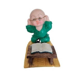 KINDERGARTEN KIDS DECOR hand-painted intellectual baby Tibetan Monk Buddha figurine 1980&#39;s funny gift for all teacher&#39;s appreciation (mnk07)