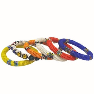 AFRICAN MAASAI BANGLE beaded coil bangle bracelet from Kenya-Africa Traditional Ethnic Tribal Beaded stackable bracelet - vintage