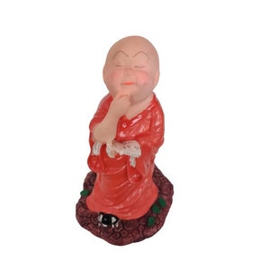 VINTAGE BABY MONK Detailed hand-painted cast resin cute baby Tibetan Monk Buddha &quot;the wise&quot; figurine 1980&#39;s (mnk28)