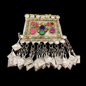 HUGE KUCHI PENDANT antique over-sized tribal ethnic jeweled pendant Kuchi tribe of Afghanistan Central Asia