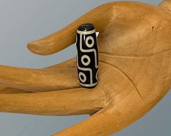 TIBETAN DZI BEADS Ebony/Ivory Agate Dzi style cylinder barrel tubular bead pendant Ethnic Cultural beads third-eye 3mm hole