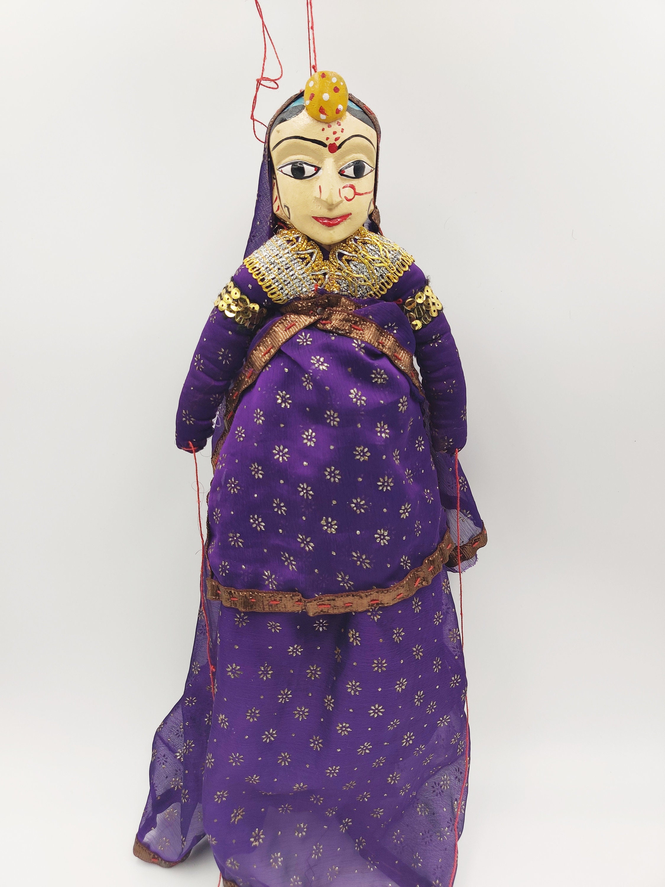 Indian String Puppet INDIAN STRING PUPPETS Rajasthani Kathputli Couple Chiffon Saree Hand ...