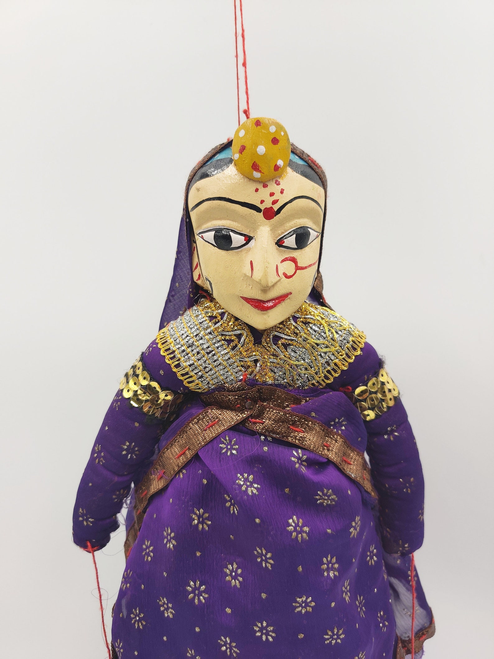 Indian String Puppet INDIAN STRING PUPPETS Rajasthani Kathputli Couple Chiffon Saree Hand ...