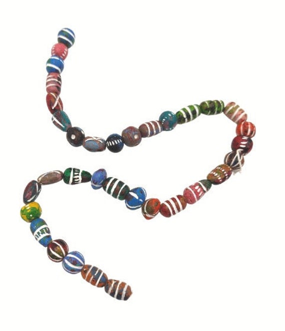 MALI CLAY BEADS Bulk Set of 3 Strands of 35 Mixed Shapes and Colors West  Africa Vintage Fair Trade 