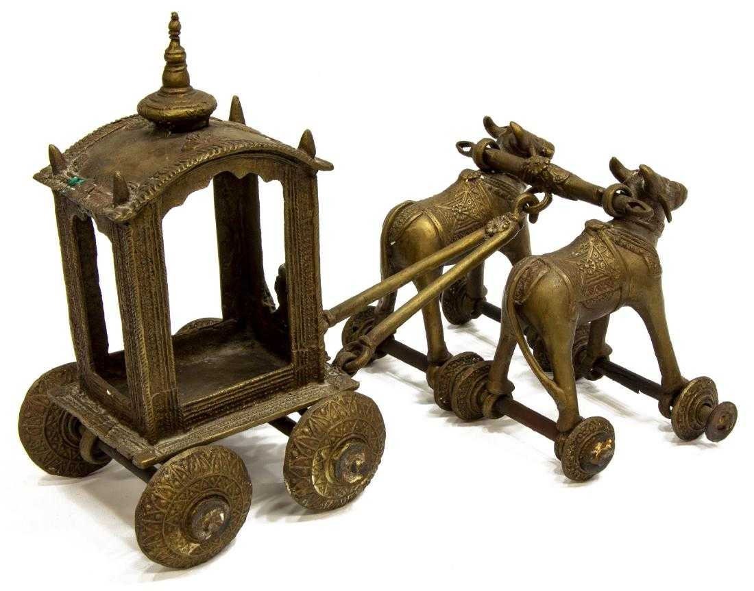 Bronze Rath ANTIQUE INDIAN BRONZE Ceremonial Mid-century Bronze Rath Temple & Oxens ...
